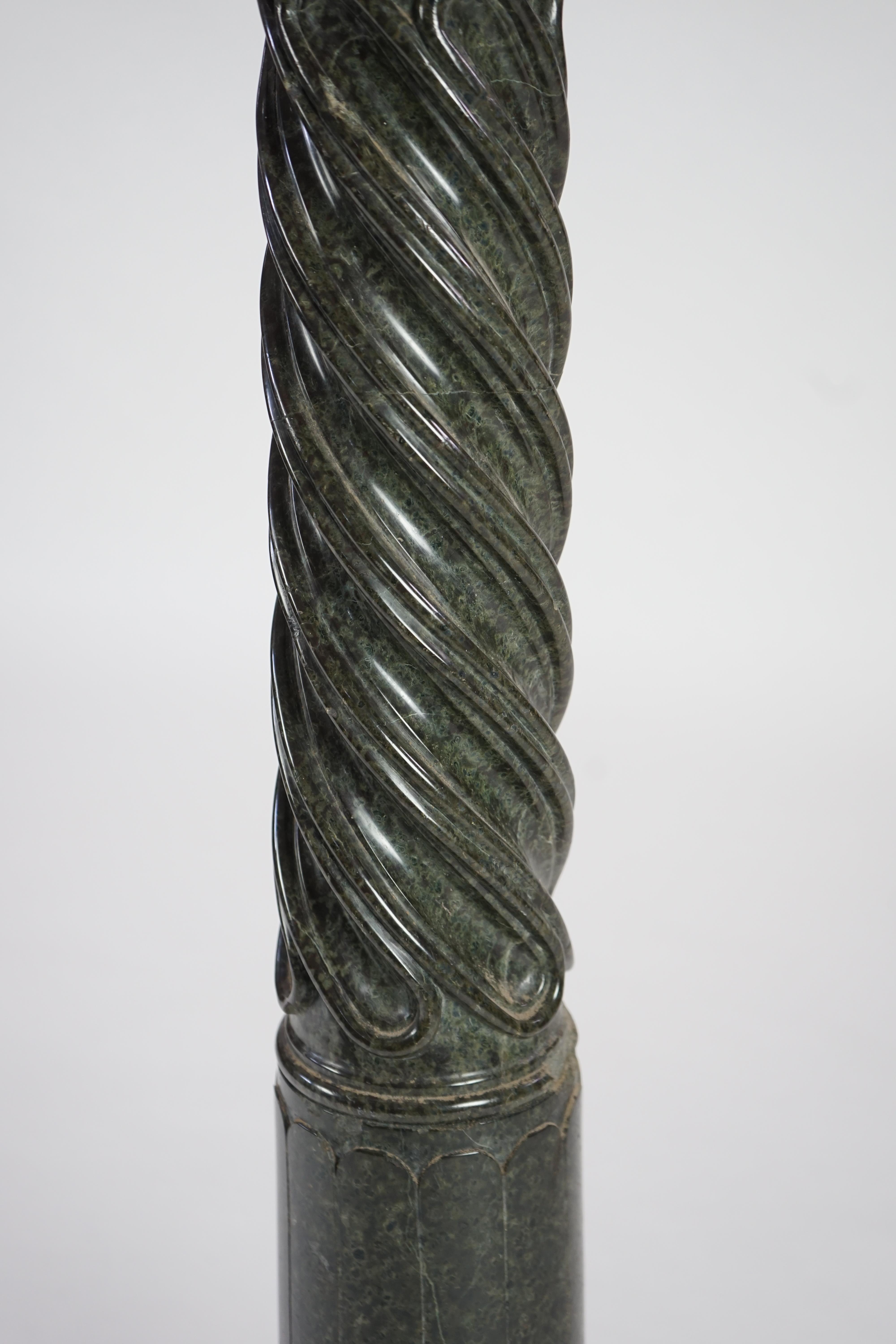 A Victorian green serpentine pedestal